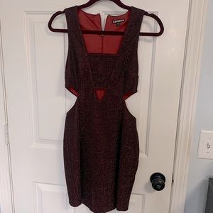 Express cutout dress, size 6, dark red sparkles